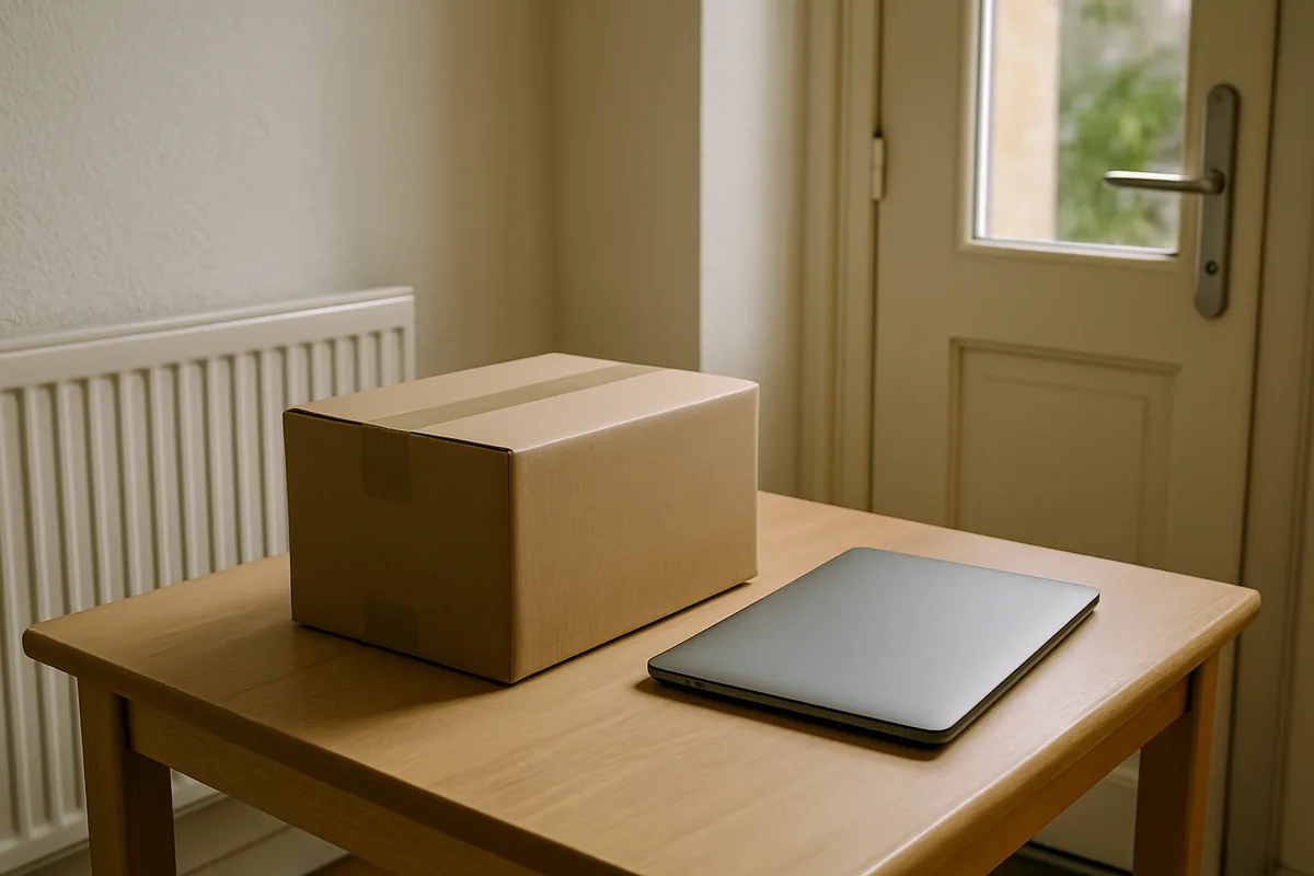 Colis en carton reçu à domicile après un achat en ligne