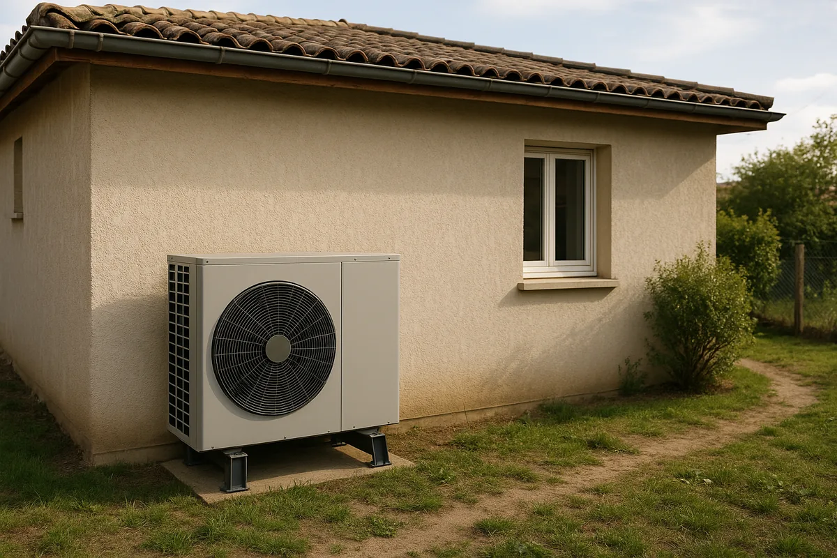 Maison individuelle équipée d'une pompe à chaleur extérieure